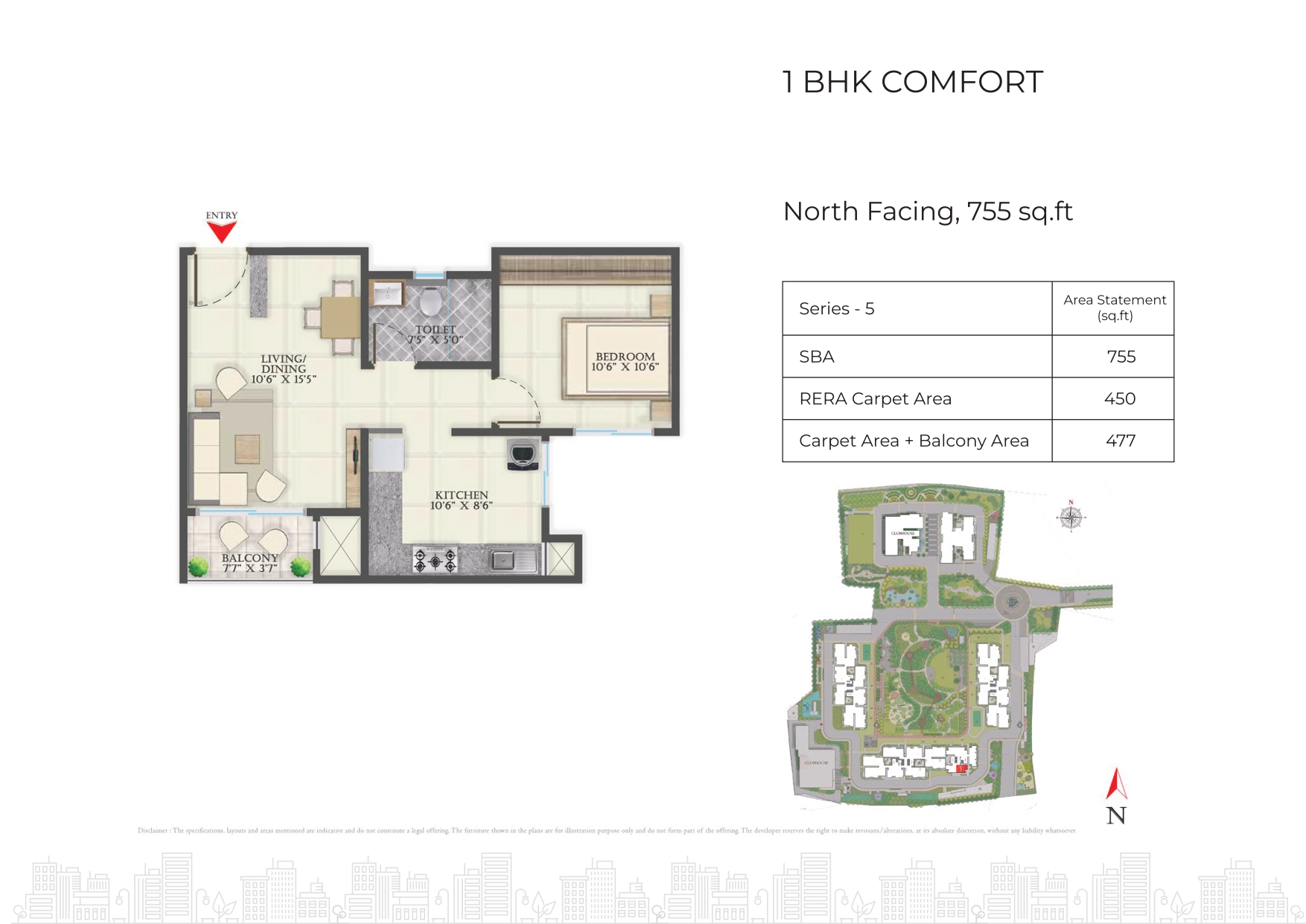 1 BHK Floor Plan